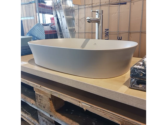 Topblad met waskom, ideal standard, eiken/grijs - afbeelding 5 van  10