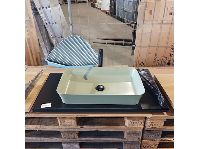 Topblad met waskom, ideal standard, matzwart/lente groen - afbeelding 1 van  10