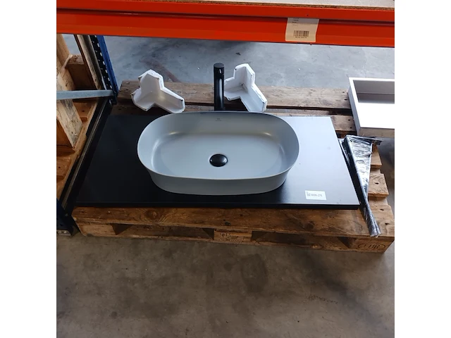 Topblad met waskom, ideal standard, matzwart/matgrijs - afbeelding 1 van  9
