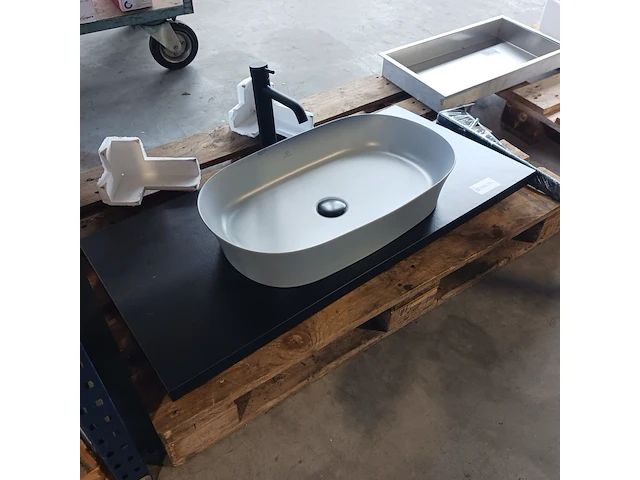Topblad met waskom, ideal standard, matzwart/matgrijs - afbeelding 8 van  9