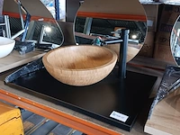 Topblad met waskom, sapho, bamboo, matzwart/hout - afbeelding 1 van  8
