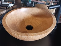 Topblad met waskom, sapho, bamboo, matzwart/hout - afbeelding 2 van  8