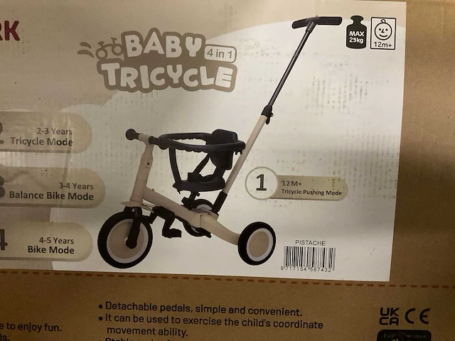 Topmark lio baby tricycle 4-in-1 pistache - afbeelding 3 van  3