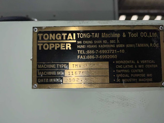 Topper tmv510t new 2002 fanuc 18-m - afbeelding 11 van  22