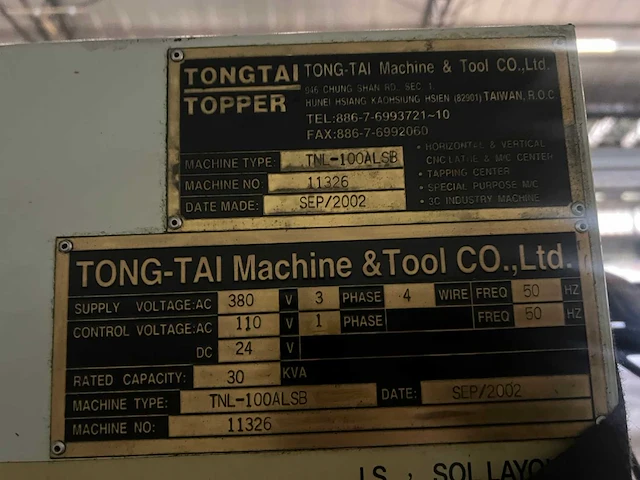 Topper tnl 1000-alsb cnc lathe new 2002 - afbeelding 10 van  26