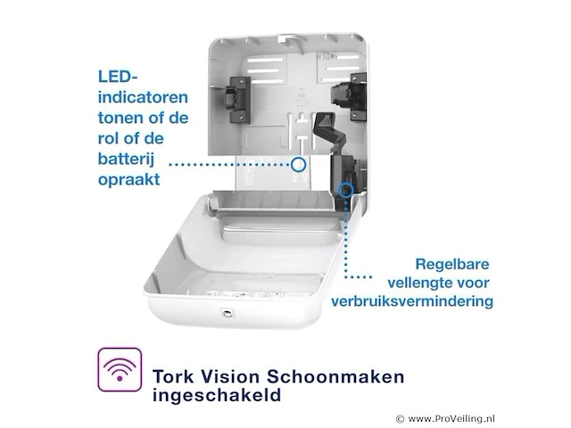 Tork 551100 matic sensor handdoekrol dispenser elevation wit - afbeelding 4 van  7