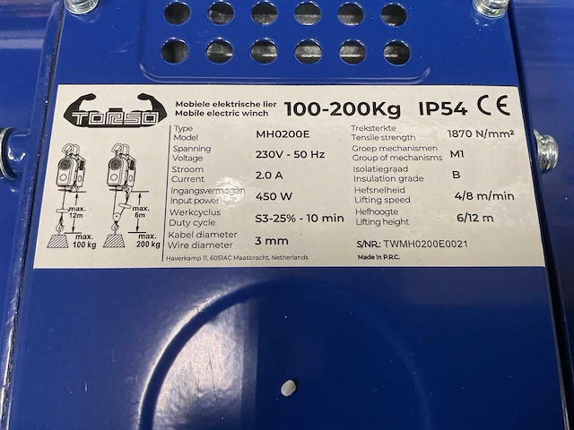 Torso mh0200e mobiele elektrische lier - afbeelding 4 van  4