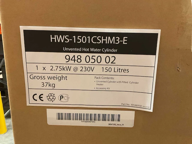 Toshiba - 150l - hws-1501cshm3-e - warmtapwatertank - afbeelding 3 van  4