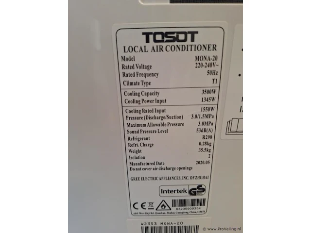 Tosot mona-20 airconditioning incl. afstandsbediening - afbeelding 5 van  5