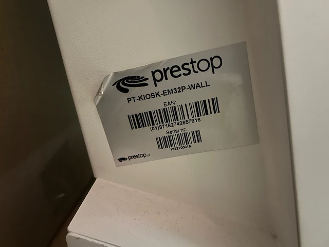 Touchscreen/verkoopzuil met scanner prestop, pt-kiosk-em32p-wall - afbeelding 2 van  3