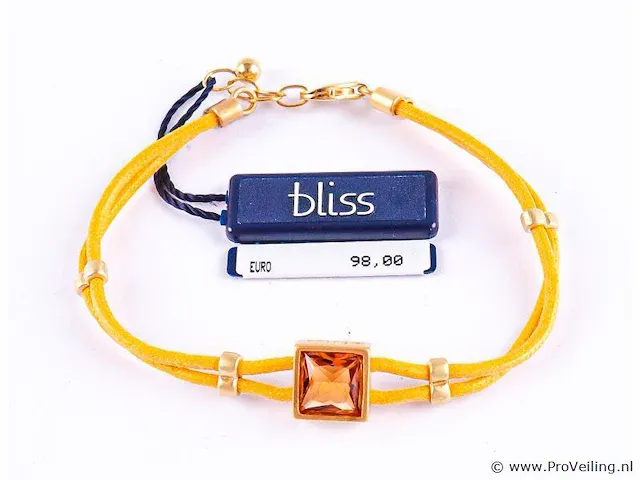 Touwarmband met zilver en diamantje - afbeelding 1 van  3