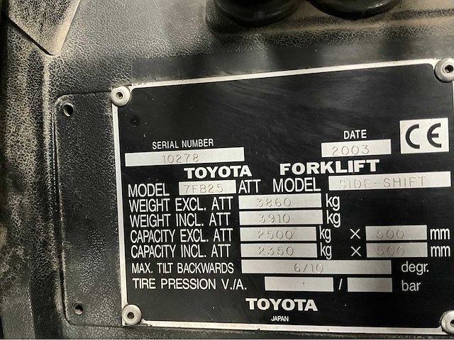 Toyota - - 7fb25 - vorkheftruck - afbeelding 8 van  16