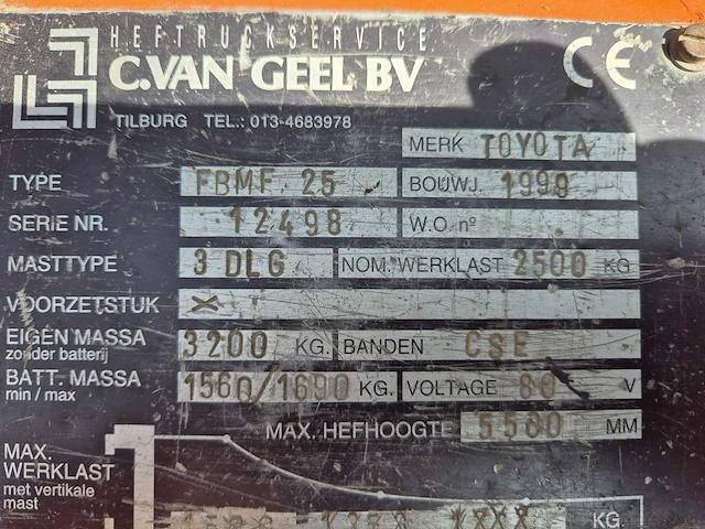 Toyota - 1990 - fbmf25 - vorkheftruck - afbeelding 6 van  6