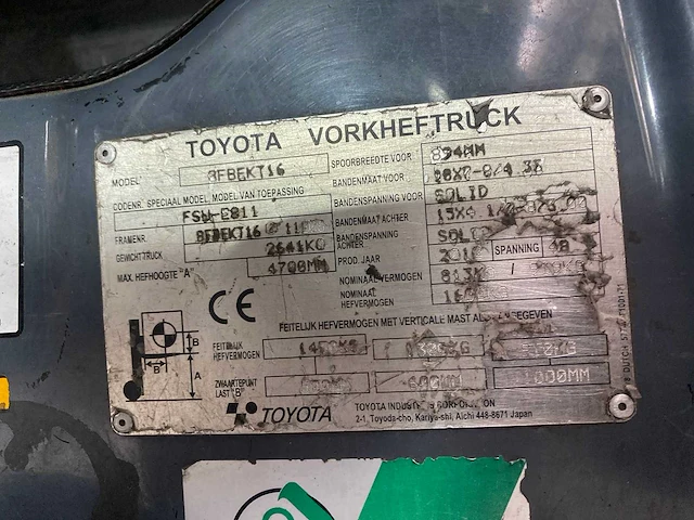 Toyota - 2012 - 8 fbekt 16 - vorkheftruck - afbeelding 10 van  18