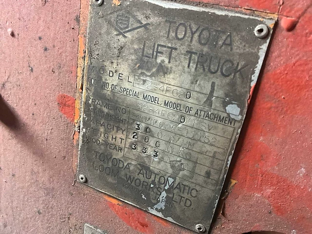 Toyota - 42-4fg20 - vorkheftruck - afbeelding 3 van  16
