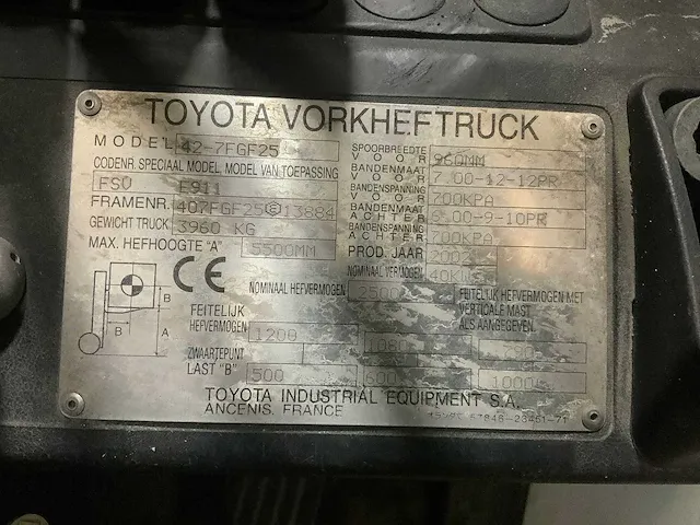 Toyota - 42-7-fgf25 e911 - vorkheftruck - afbeelding 4 van  12