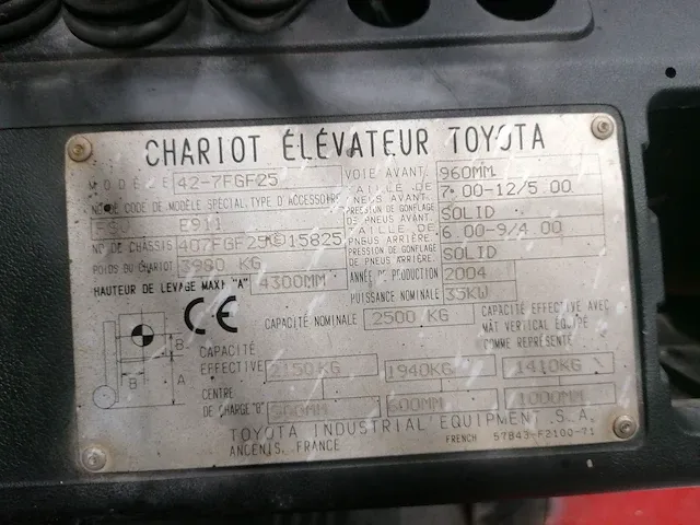 Toyota - 42-7fgf25 - vorkheftruck - afbeelding 2 van  10