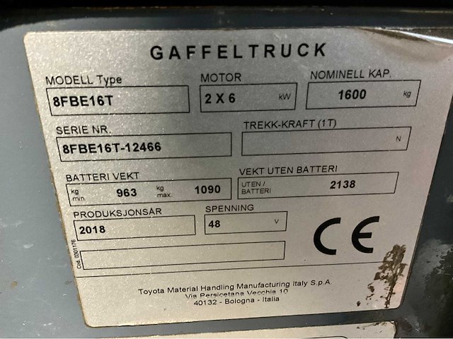 Toyota - 8fbe16t - vorkheftruck, vorkenversteller, shideshift, free-lift, bj 2018 - afbeelding 13 van  26
