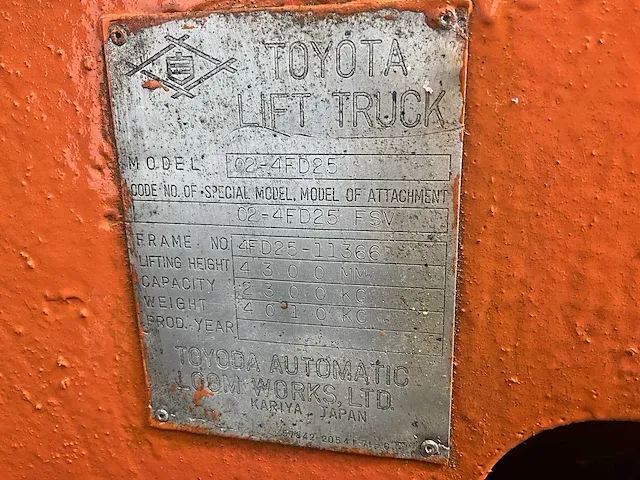 Toyota 02-4fd25 vorkheftruck - afbeelding 6 van  15