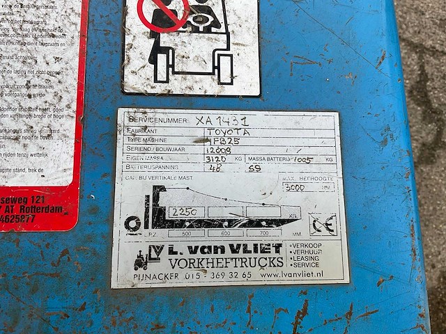 Toyota 4fb25 vorkheftruck - afbeelding 11 van  23