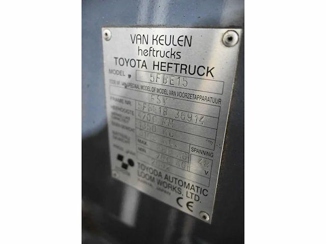 Toyota 5fbe15 elektrische vorkheftruck - afbeelding 12 van  15