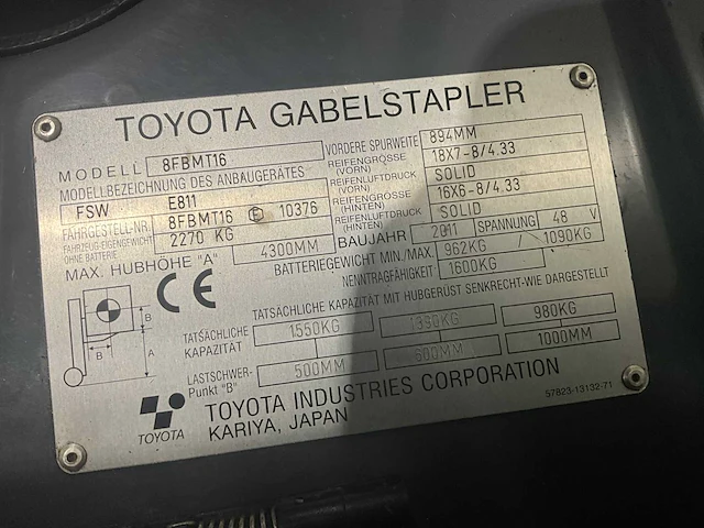 Toyota 8fbmt16 vorkheftruck - afbeelding 9 van  19