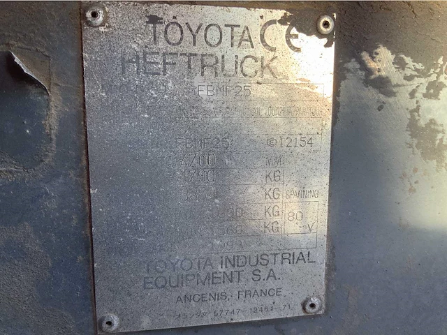 Toyota fbmf25 vorkheftruck - afbeelding 18 van  28