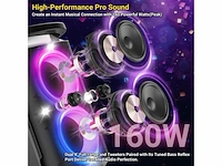 Tpbeat bluetooth luidspreker 160 w partybox met led lichtshow & 15 uur accuduur zwart - afbeelding 2 van  3
