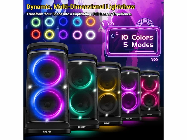 Tpbeat bluetooth luidspreker 160 w partybox met led lichtshow & 15 uur accuduur zwart - afbeelding 3 van  3
