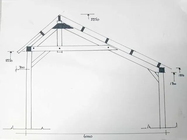 Traditionele douglas kapschuur 1560x460x325 cm - afbeelding 9 van  17