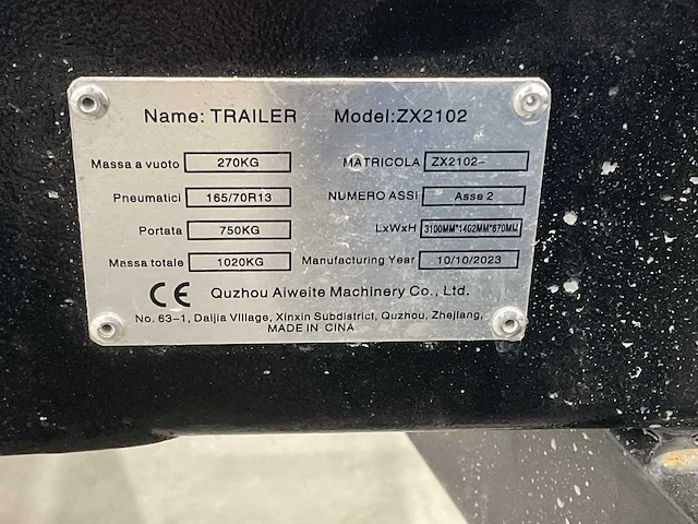 Trailer zx2102 aanhangwagen trailer - afbeelding 6 van  14