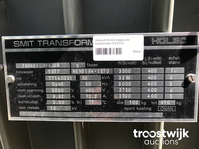 Transformator 50 kva 3.000/400 volt - afbeelding 3 van  11