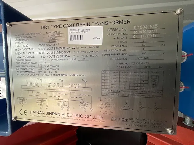 Transformer 3380 kva 30.000/6.000 volt - afbeelding 7 van  11