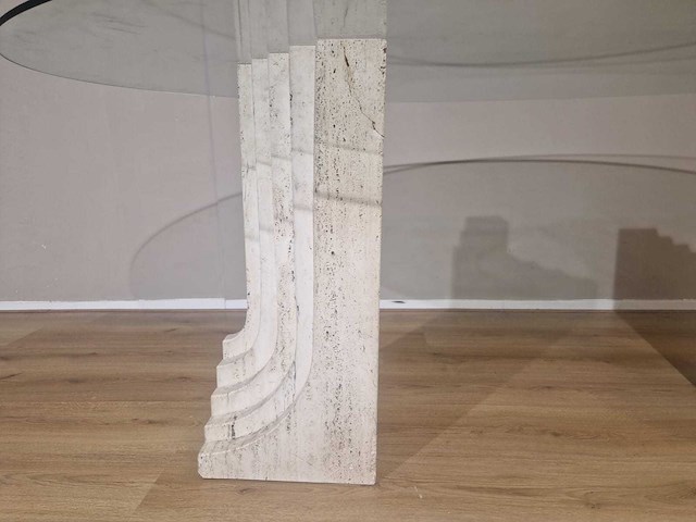 Travertine - vintage - eettafel - jaren 70 - afbeelding 8 van  9