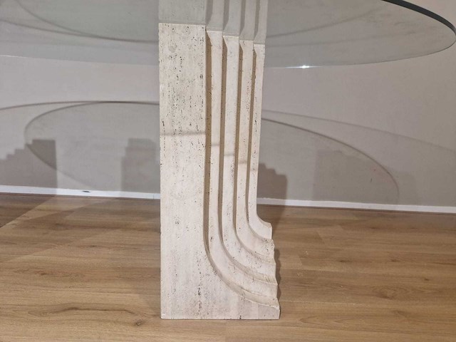 Travertine - vintage - eettafel - jaren 70 - afbeelding 9 van  9