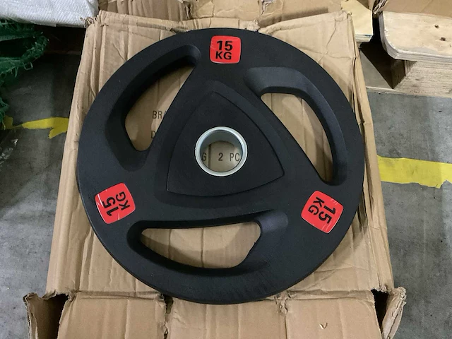 Tri-grip rubber doos á 2 stuks 15kg halterschijven - afbeelding 1 van  1