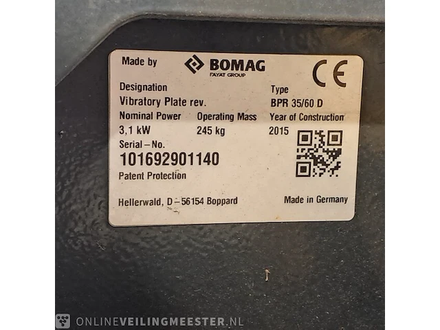 Trilplaat bomag, bpr 35/60 de, bouwjaar 2015 - afbeelding 6 van  14