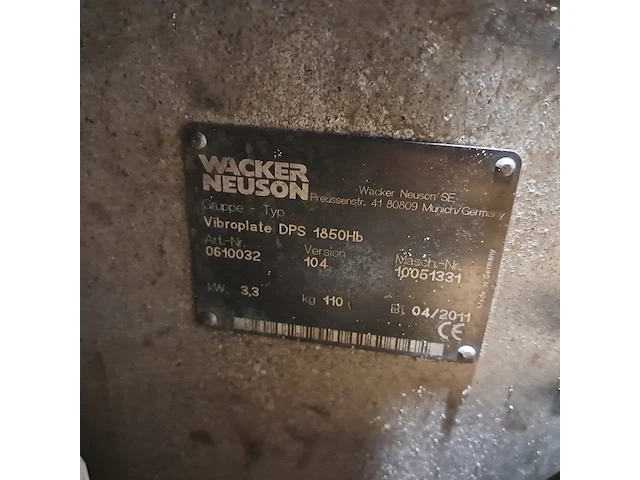 Trilplaat, wacker neuson, dps 1850hb, 2011 - afbeelding 4 van  12