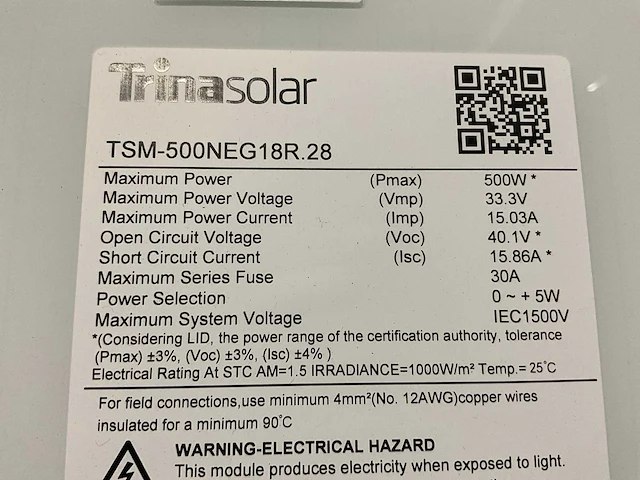 Trina solar vertex s+ tsm-500neg18r 28 500w zonnepaneel (36x) - afbeelding 4 van  4