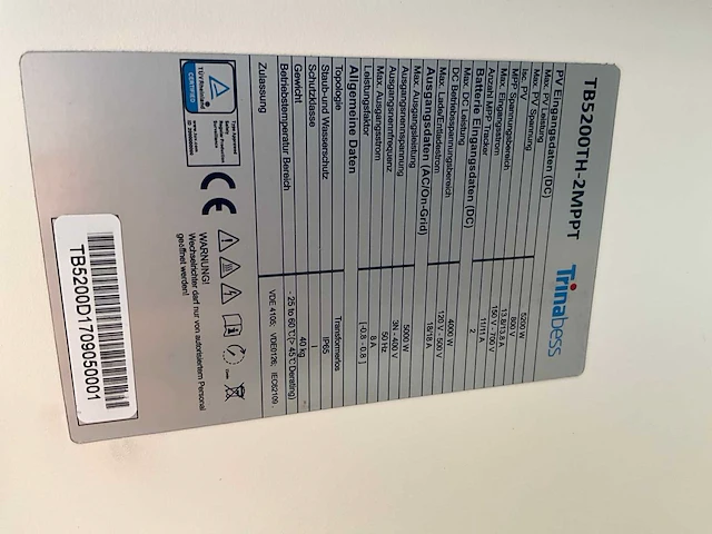 Trinabess tb5200th-2mppt hybride omvormers (15x) - afbeelding 5 van  6