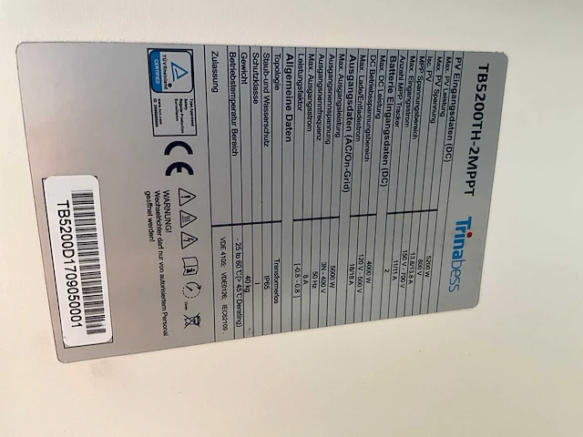 Trinabess tb5200th-2mppt hybride omvormers (20x) - afbeelding 3 van  6