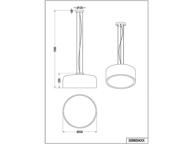 Trio leuchten baron 309800432 hanglamp metaal zwart mat - afbeelding 2 van  3