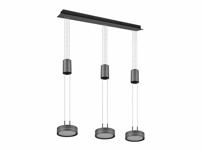 Trio leuchten led hanglamp franklin 326510342, metaal antraciet, incl. 2x 9 watt led, schakelaar dimmer - afbeelding 1 van  3