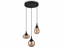 Trio lumina - hanglamp - zwart mat - excl. 3x e14 10w - aanpasbaar in hoogte - amber glas - afbeelding 1 van  1