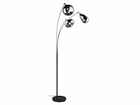 Trio lumina vloerlamp zwart ecxl. 3x e14 28w voetschakelaar verchroomd glas - afbeelding 1 van  4