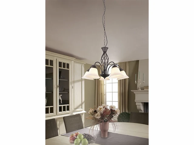 Trio rustica kroonluchter roestkleur excl. 5x e14 3,5w - plafondbevestiging - afbeelding 2 van  2