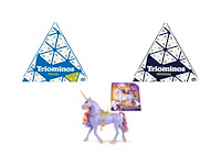 Triominos travel - reisspel + goliath triominos original - bordspel - strategiespel + unicorn academy - eenhoorn wildstar - met regenbooglicht, geluid en muziek, afneembaar hoofdstel en zadel - afbeelding 1 van  2