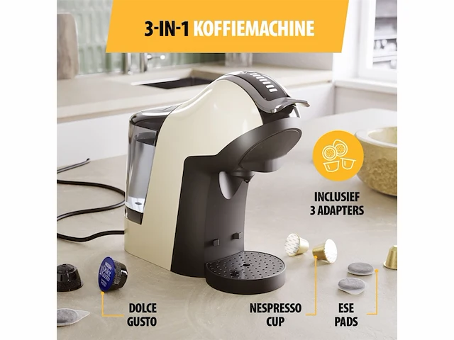 Tristar cm2301 3 in 1 koffiemachine1400w uitneembaar water reservoir creme - afbeelding 3 van  6