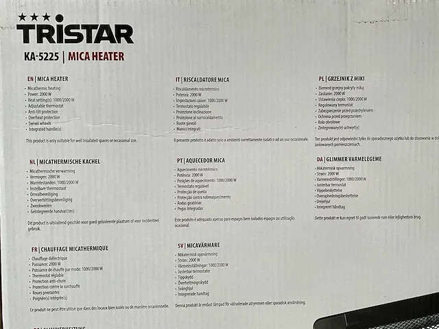 Tristar mica thermische kachel (23x) - afbeelding 8 van  12