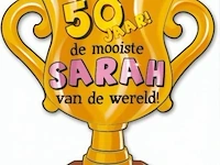 Trofee met lint en tekst 50 jaar sarah 30x - afbeelding 1 van  3
